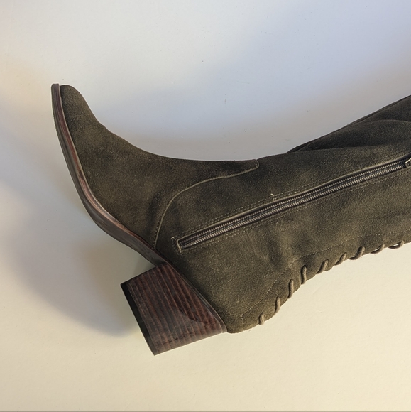 Aldo Suede Over The Knee Bresa Boots In Olive Green (With Box) - Picture 4 of 13